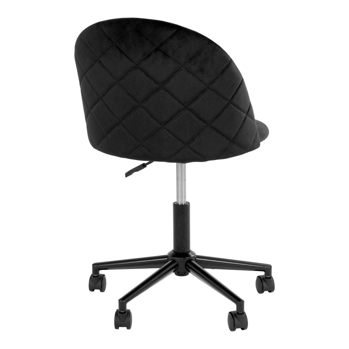 House Nordic - Geneve Office Chair - Chaise de bureau en velours, noir avec pieds noirs, HN1207