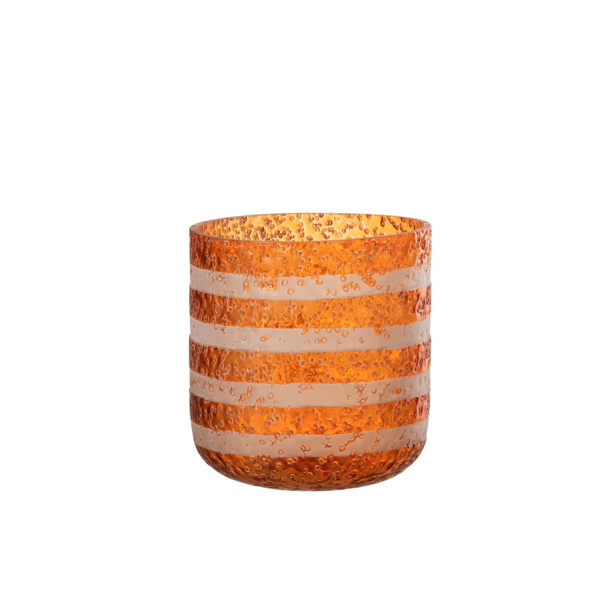 J-Line - Lantern Stripes - Verre - Orange/Blanc - Grand