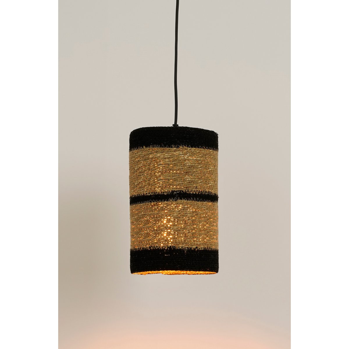 Mica Decorations - Lampe suspendue Jinx - H30 x Ø15 cm - Jute - Noir