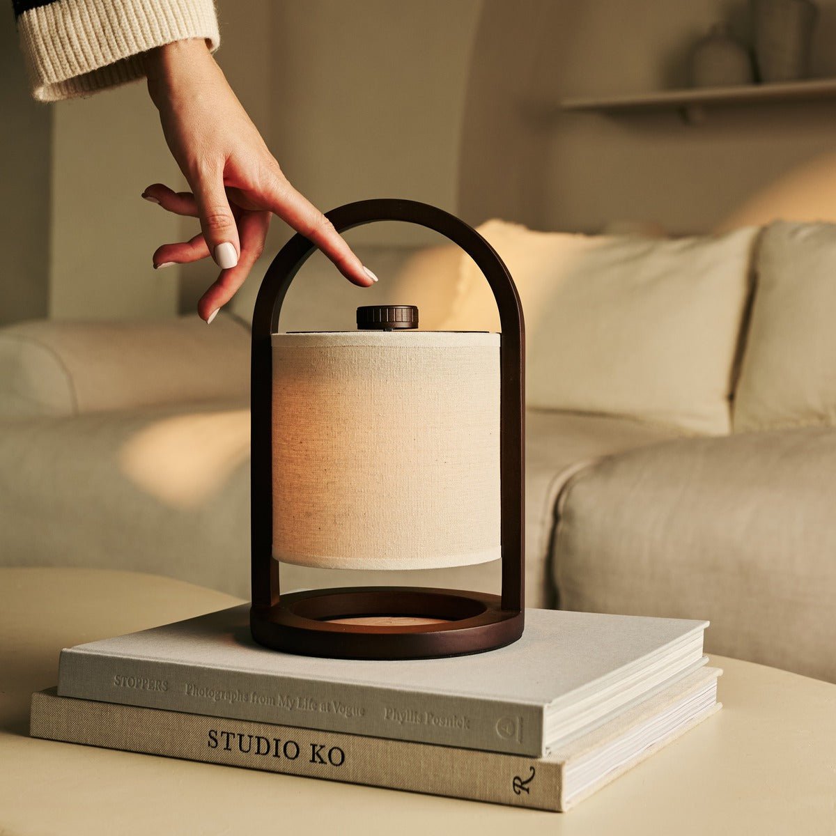 Tavellio-Amsterdam - River Donkerbruine Draadloze Houten Lamp – Oplaadbaar & Dimbaar