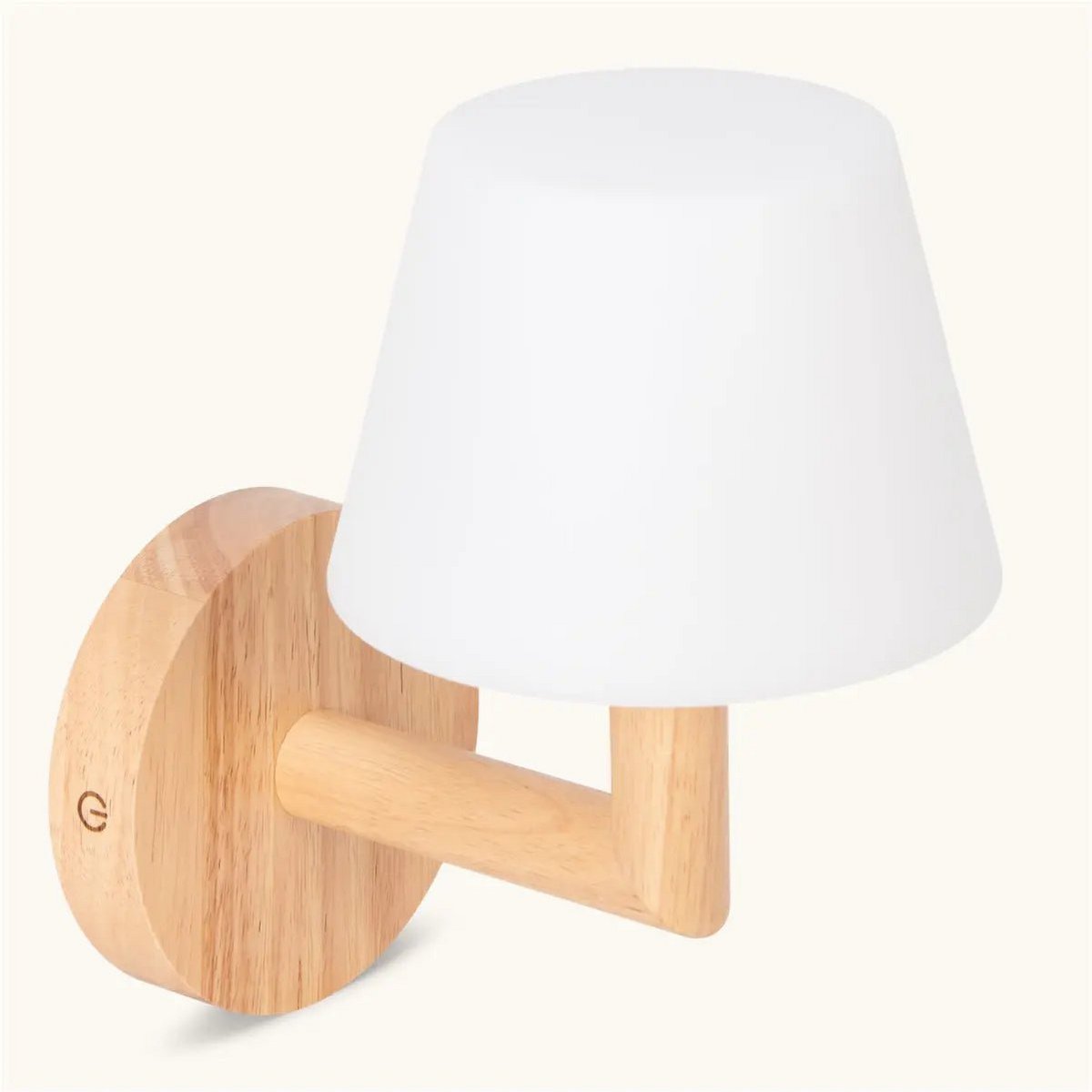 Tavellio-Amsterdam - Ted lichtbruin houten oplaadbare wandlamp | Draadloze en dimbare verlichting