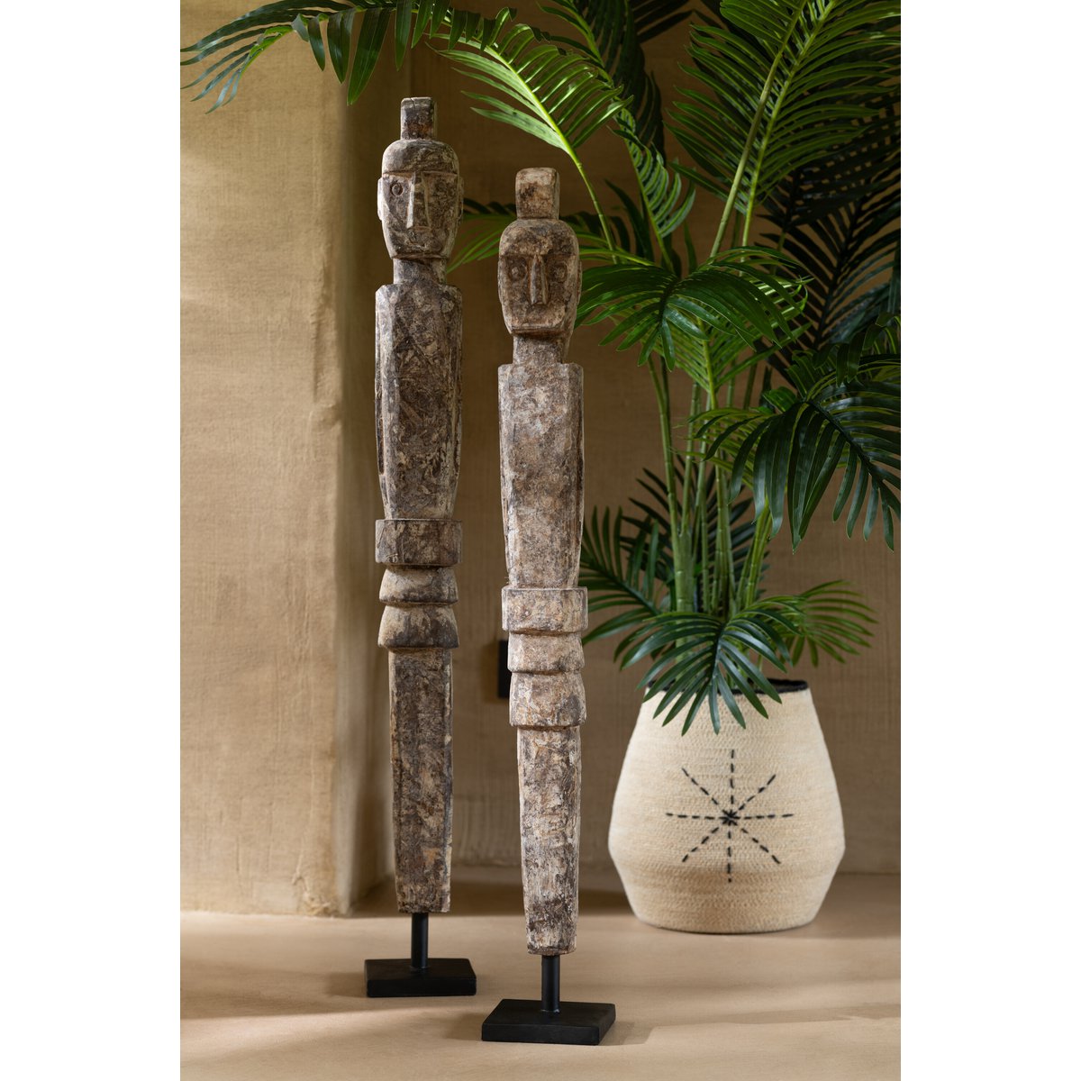 J-Line - Statue Lauwra Albasia Bois Naturel Grand