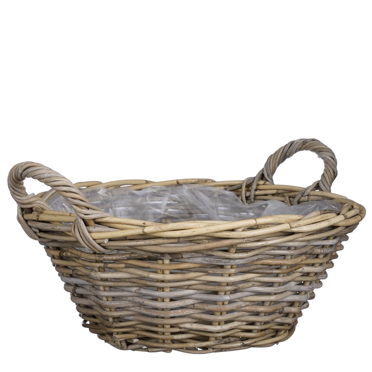 Mica-Dekorationen – Marcia Outdoor-Pflanzkorb – H18 x Ø43 cm – Rattan – Grau