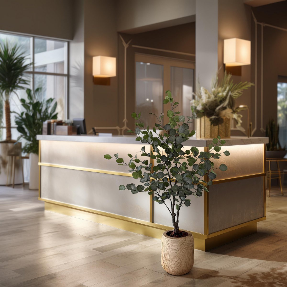 Green BoutiQ - Kunstplant - Eucalyptus - Blauwe Gomboom  - 140 cm