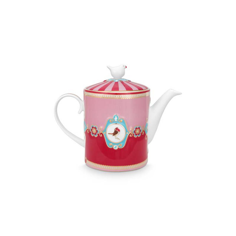 Pip Studio - Theepot Love Birds Medallion Rood-Roze 1,3ltr