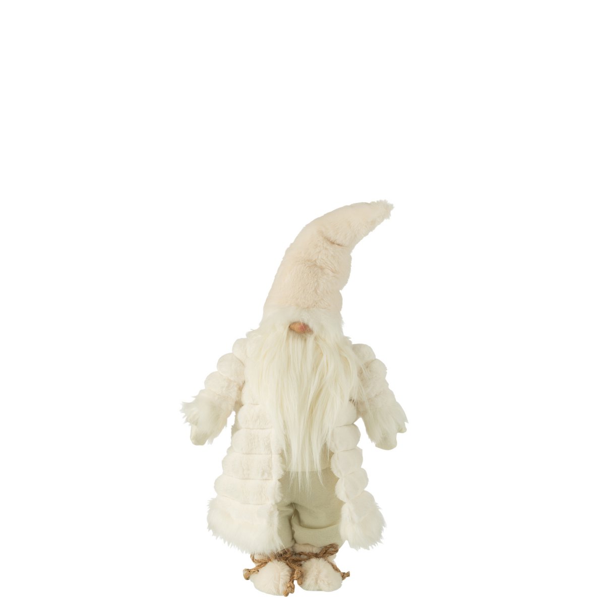 J-Line - Figurine de Noël décorative 'Gnome avec manteau matelassé' (Crème/Marron, Taille S)