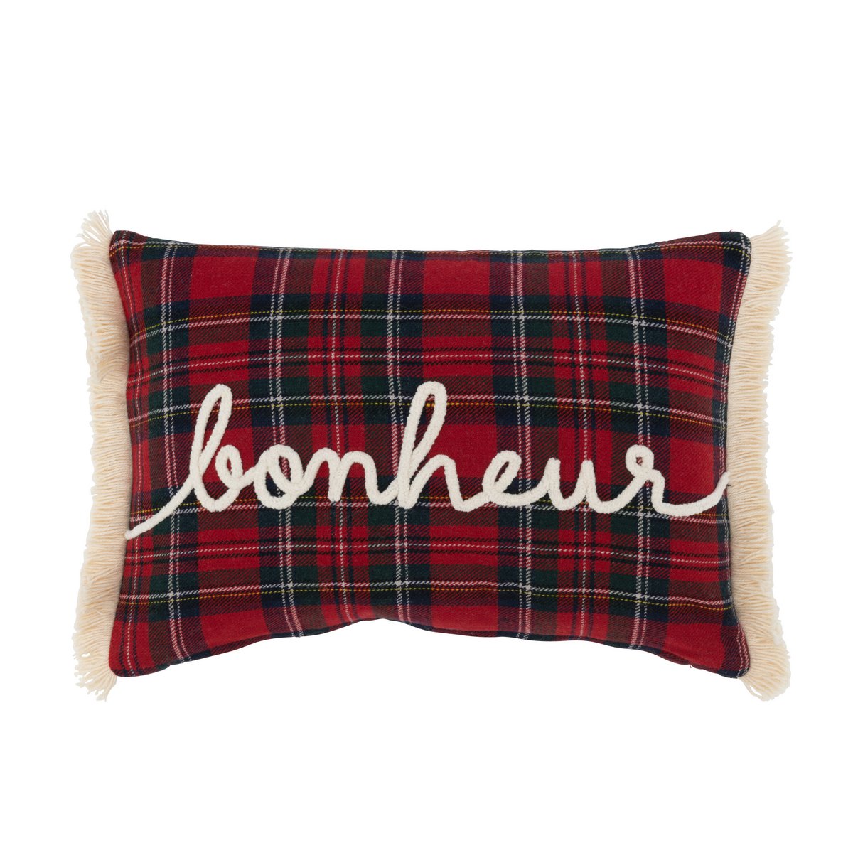 J-Line Cushion Check Bonheur Rot/Grün