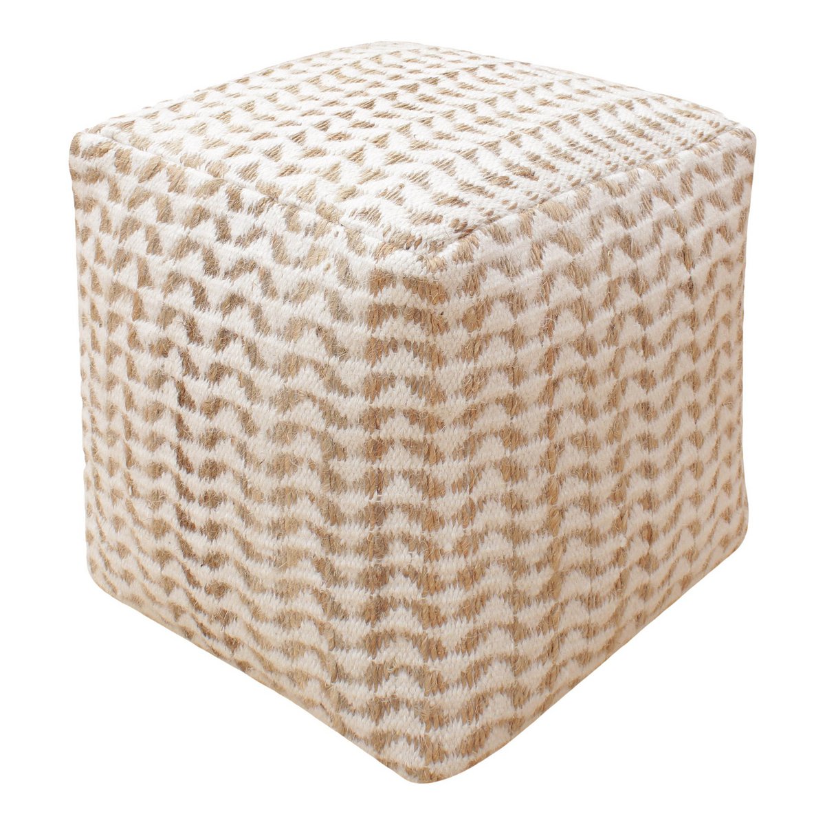 House Nordic - Vapi Pouf - Pouf, handgewebt, Natur/Elfenbein, 40x40 cm