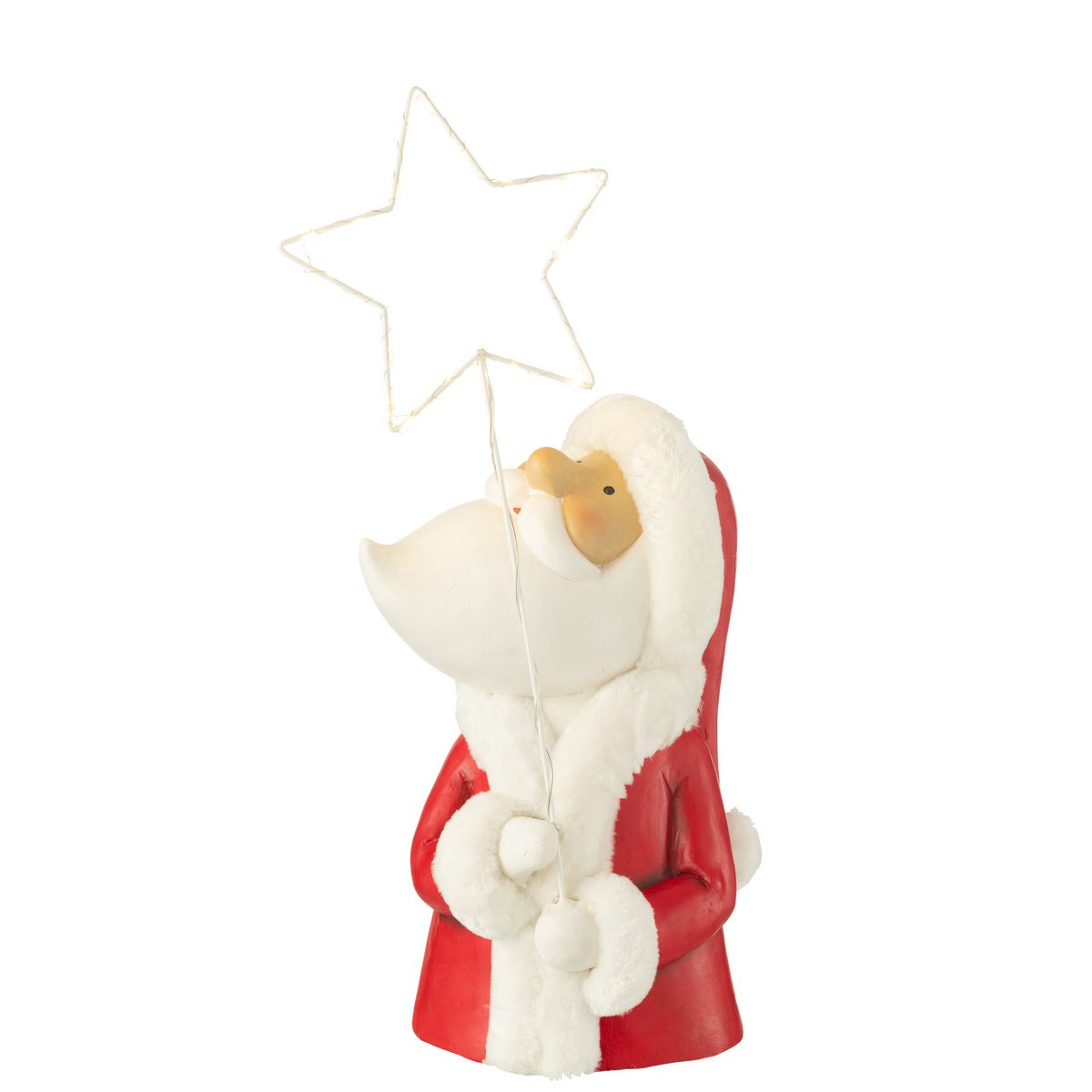 J-Line - Figurine de Noël décorative 'Père Noël' (Taille L, LED, Blanc/Rouge)