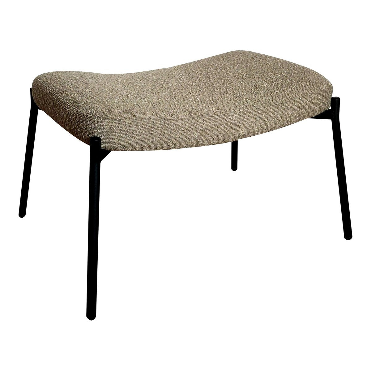 House Nordic - Glasgow Footrest - Fußstütze aus Bouclé, braun mit schwarzen Beinen, HN1233