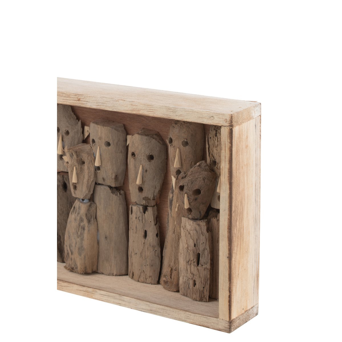 J-Line - Wanddekoration Familienmaskenboxen - Holz - Natur - Klein