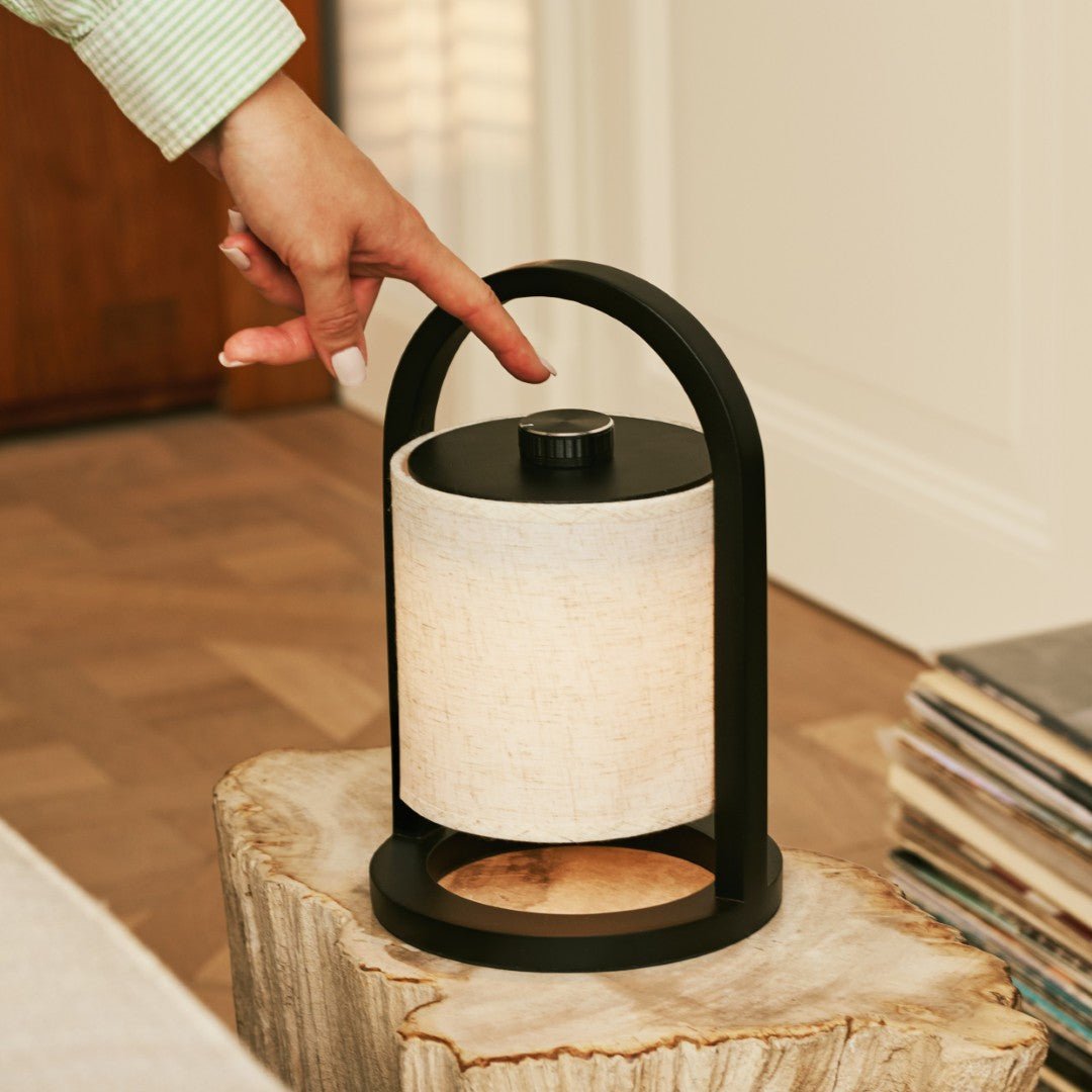 Tavellio-Amsterdam - River Black draadloze houten lamp – Oplaadbaar en dimbaar