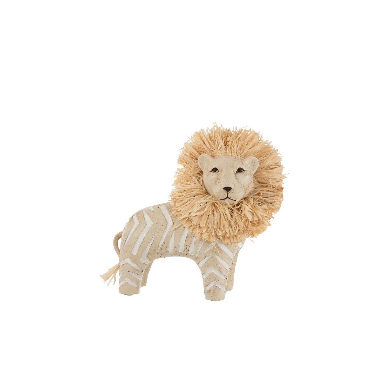 J-Line - Lion Poly/Raffia Blanc/Naturel Grand