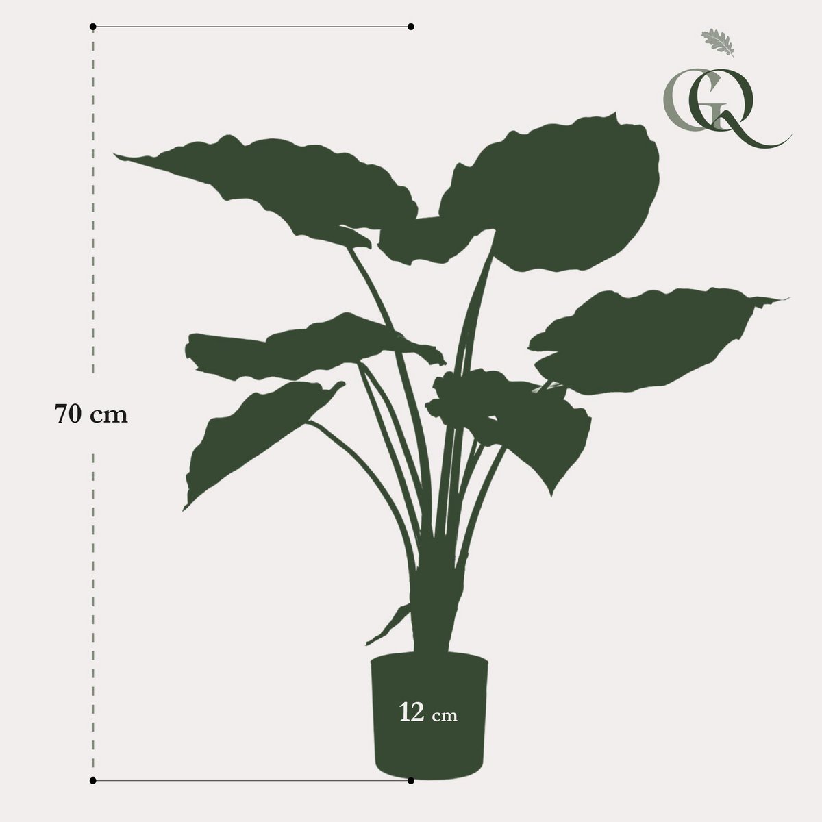 Green BoutiQ - Kunstplant - Alocasia - Olifantsoor - 70 cm