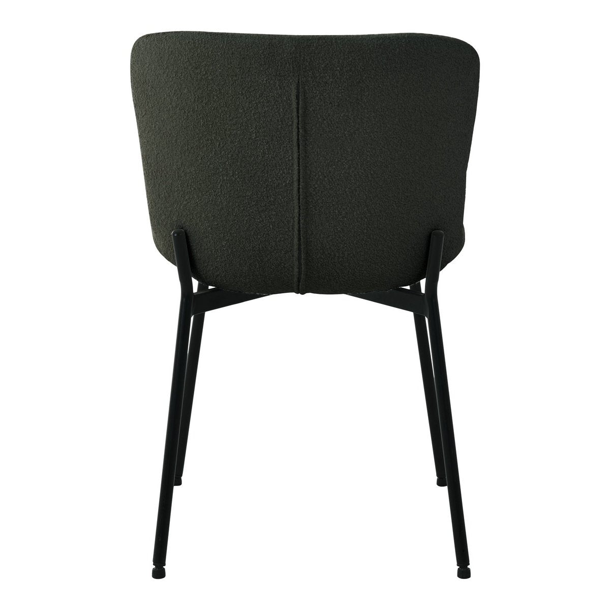 House Nordic - Maceda Dining Chair - Eetkamerstoel in bouclé, donkergroen met zwarte poten - Set van 2