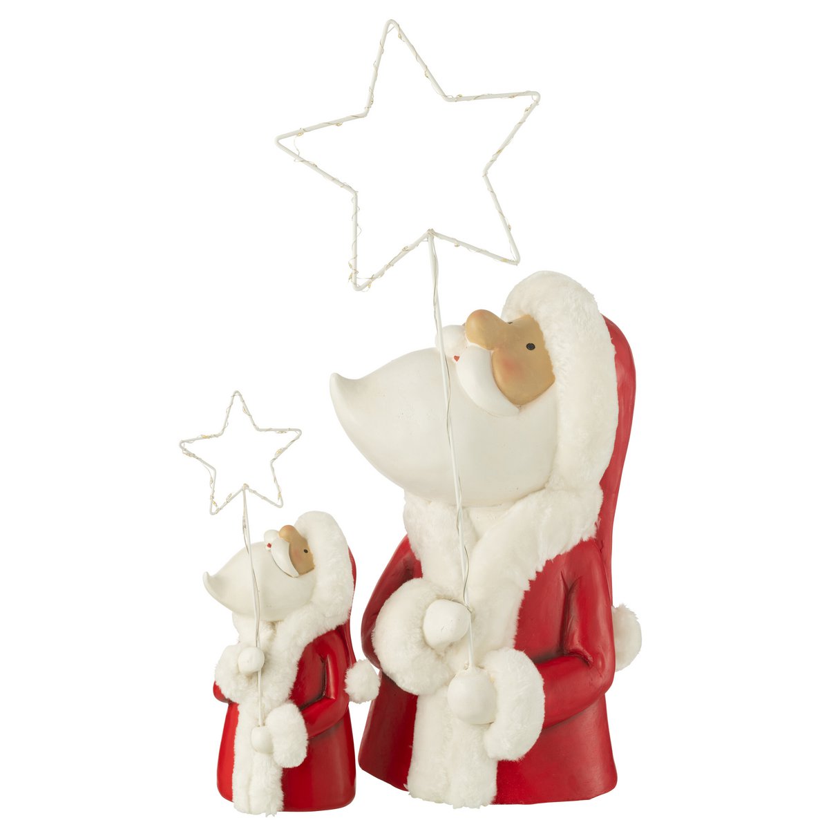 J-Line - Figurine de Noël décorative 'Père Noël' (Taille L, LED, Blanc/Rouge)