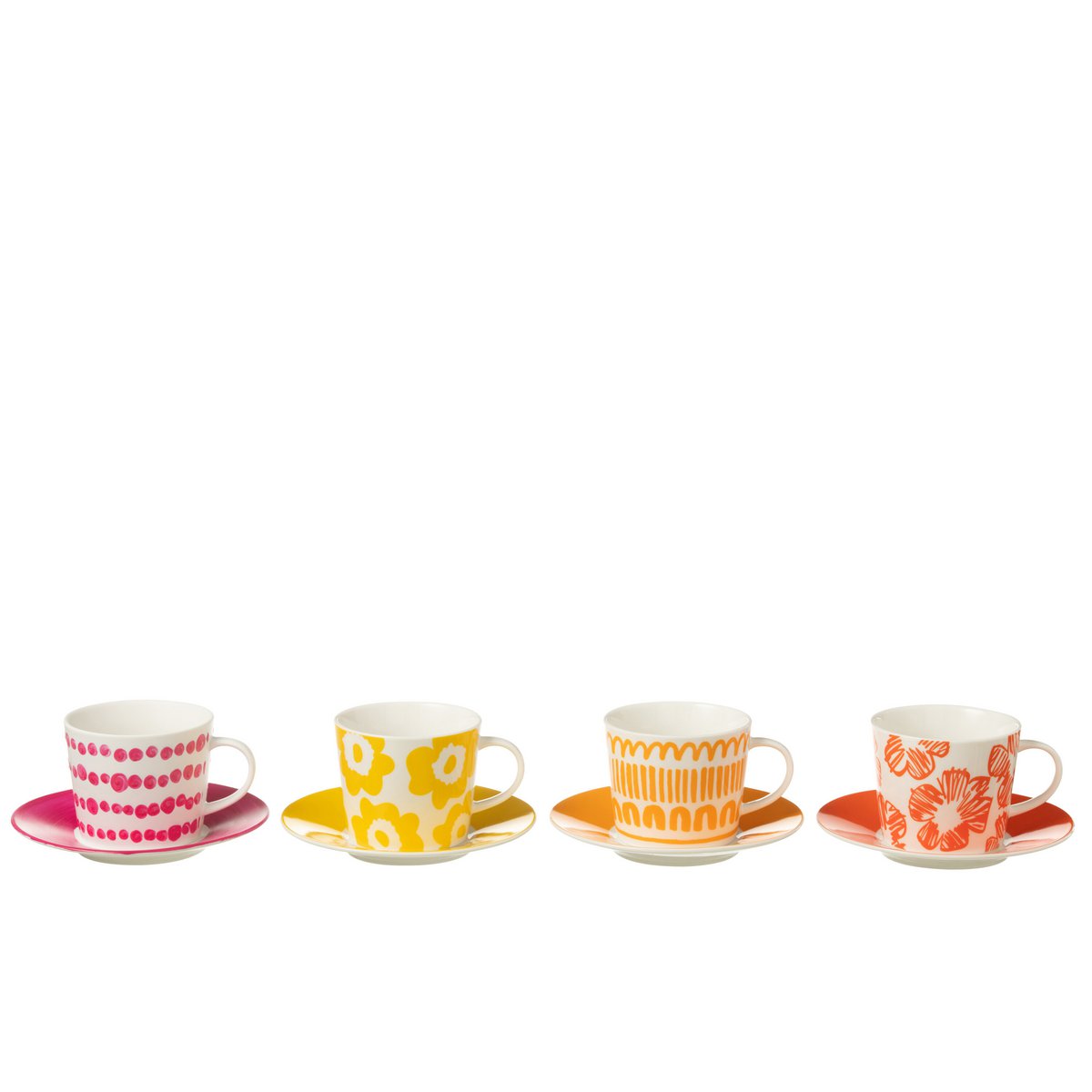 J-Line - Set de 4 Mugs + Boîte Soucoupe Ceramic Mix Large