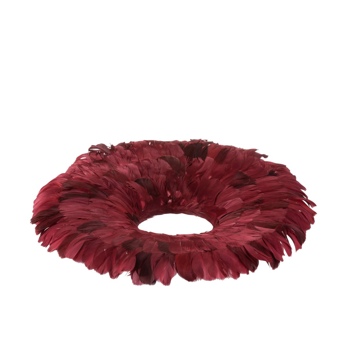 J-Line - Couronne de plumes 'Oda' (Bordeaux, 56cm)