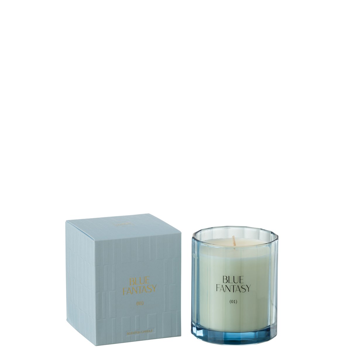 J-Line - Bougie Parfumée Verre Fantaisie Bleu - 30 Heures