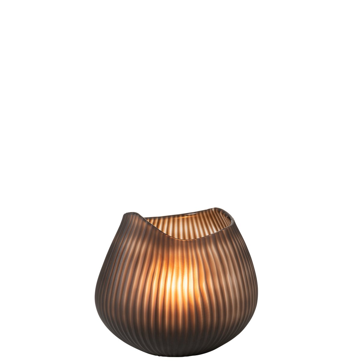 J-Line - Vase Stripe - Verre - Marron - Petit