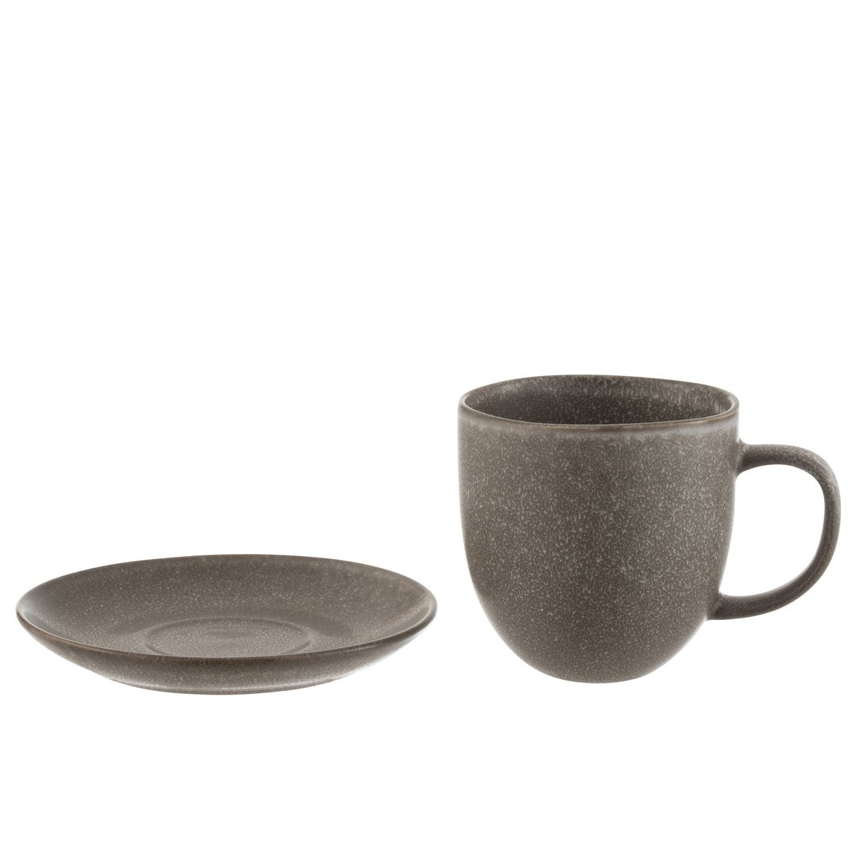 J-Line - Tasse + Soucoupe Louise - Céramique - Marron