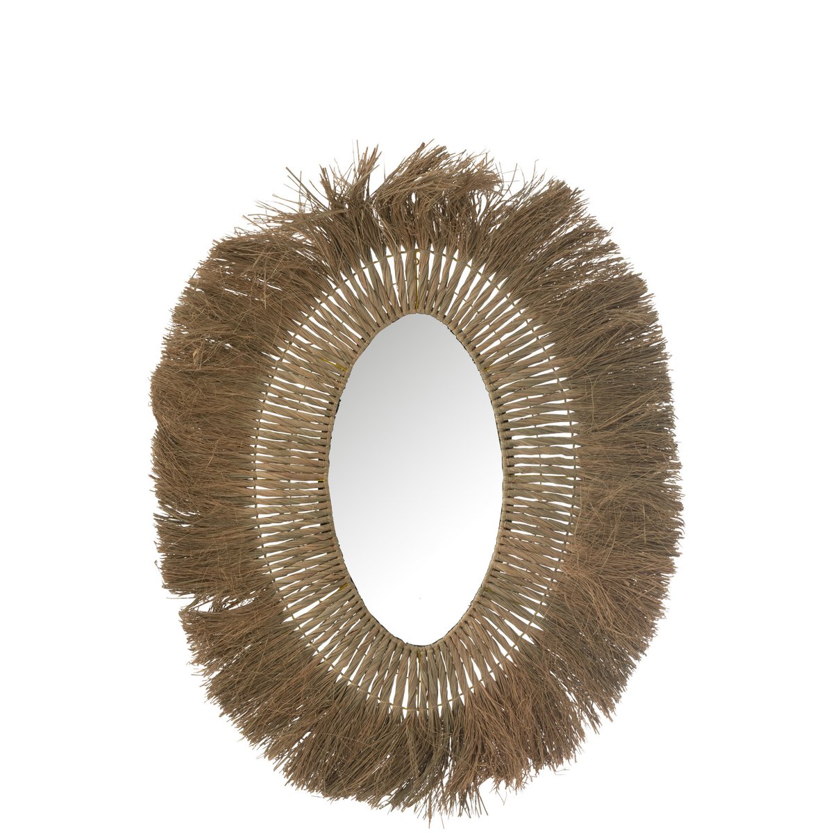 J-Line - Miroir Ovale Tressé - Herbe - Naturel - Accessoires pour la maison