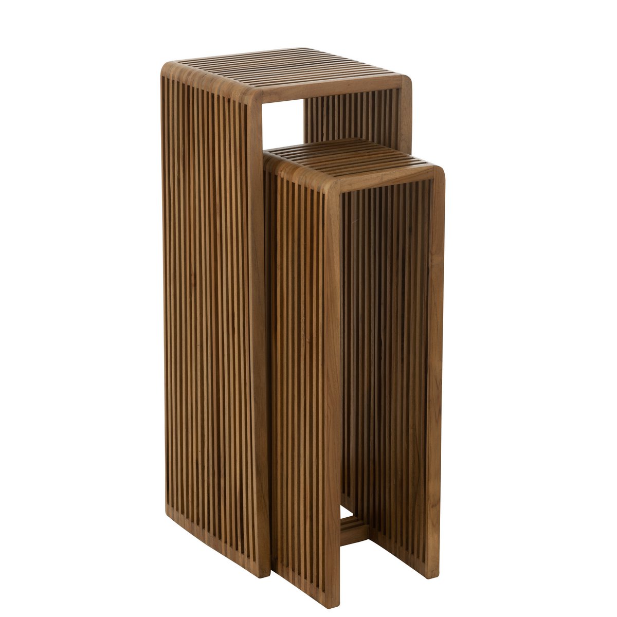 J-Line – Beistelltische Cube Recyceltes Teakholz – Holz Natur