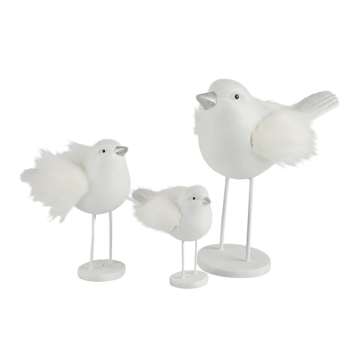 J-Line - Oiseau Poly/Imitation Fourrure Blanc Large