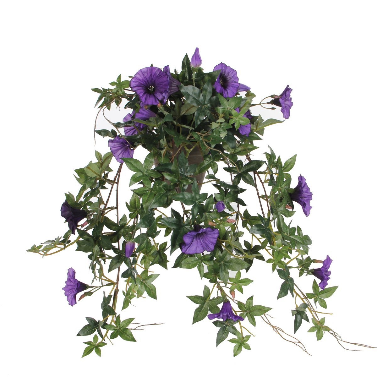 Mica Decorations - Petunia Kunst Hangplant in Bloempot Stan - L25 x B45 x H50 cm - Donkerpaars