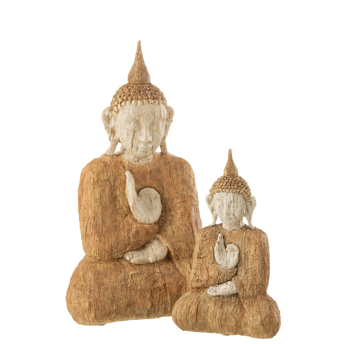 J-Line – Buddha sitzend, Poly, Natur/Beige, groß