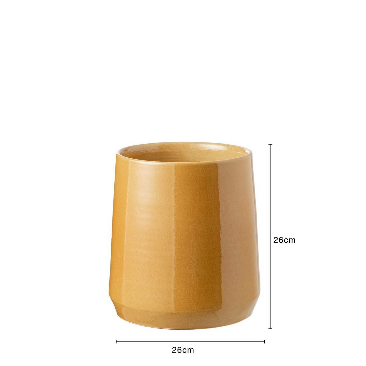 J-Line - Pot de Fleurs Rond - Céramique - Ocre - Grand - Ø26,00cm