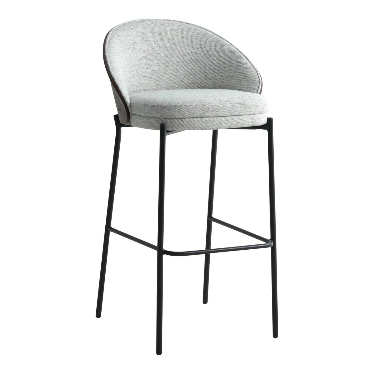 House Nordic - Canelas Bar Chair - Chaise de bar, gris clair avec dossier marron foncé et pieds noirs - Lot de 2