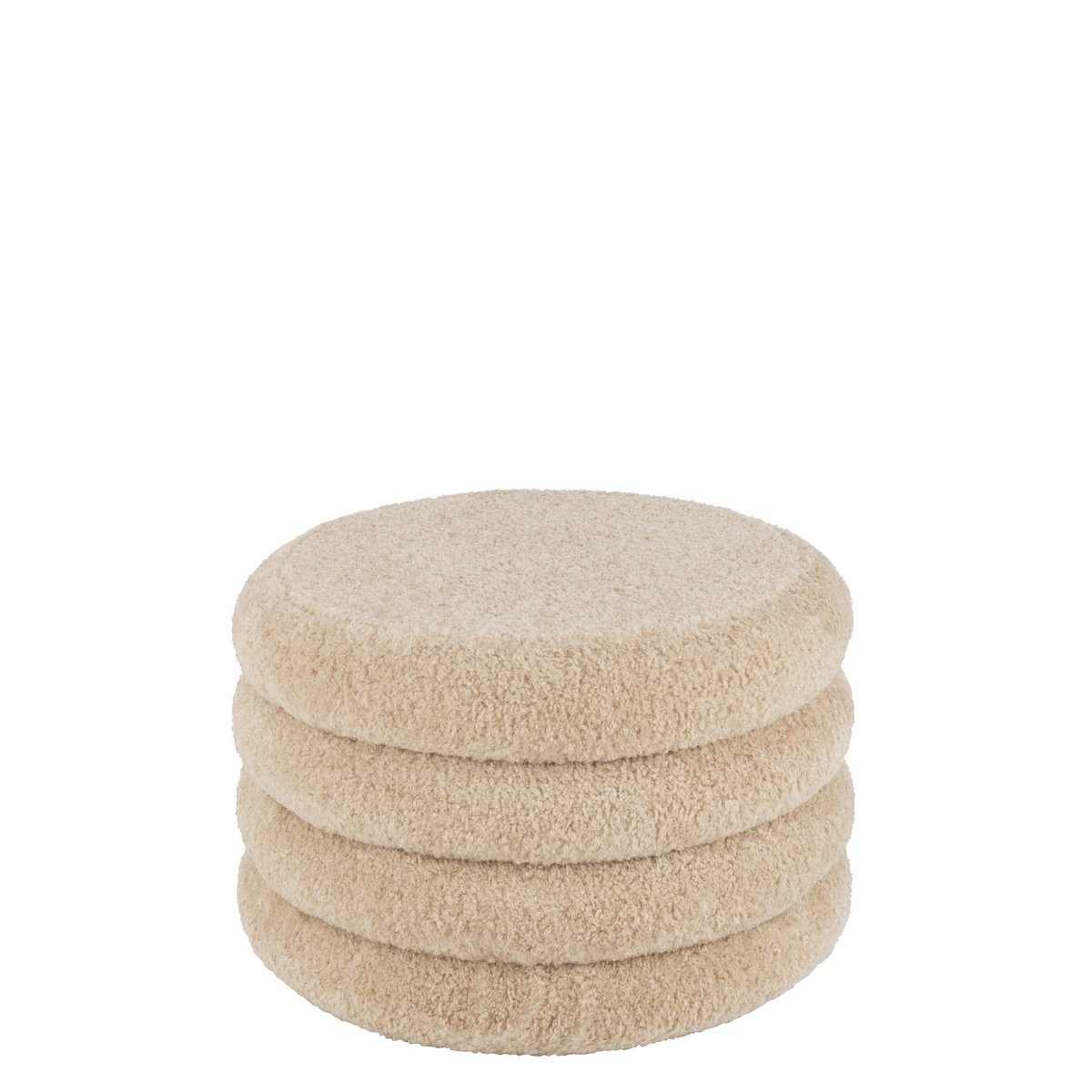 J-Line - Poef Rond Teddy Polyester Beige