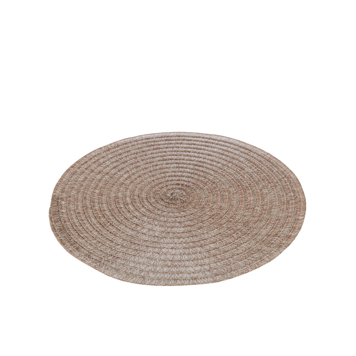 J-Line - Set de Table Rond Tressé - Plastique - Marron Clair