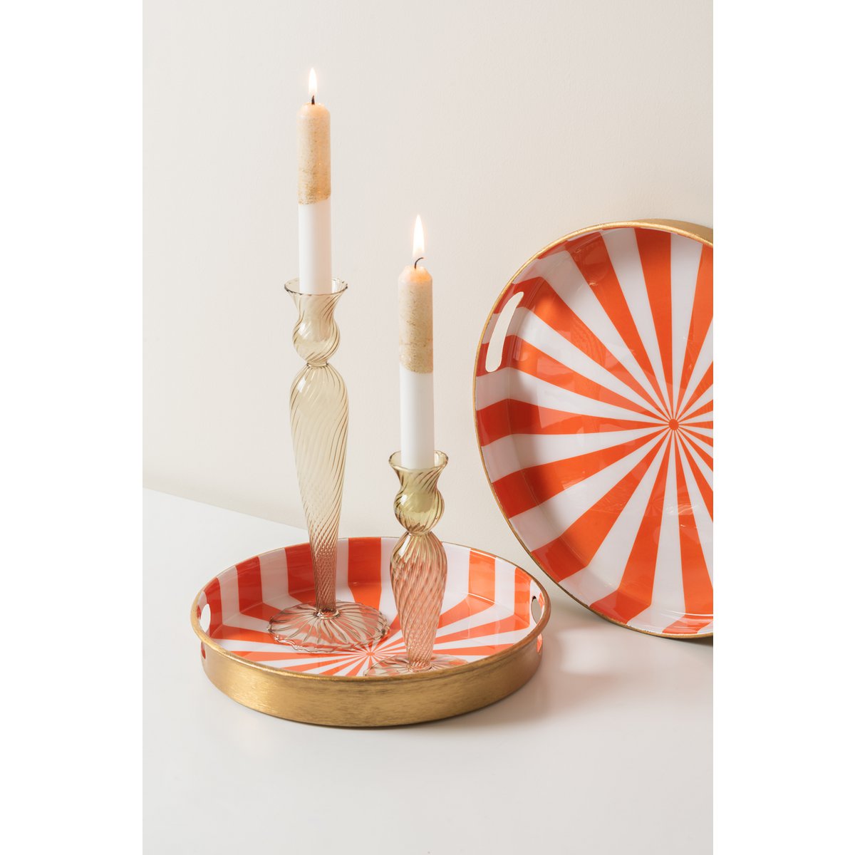 Present Time - Ensemble de plateaux Candy Swirl, lot de 2 - PT4205OR