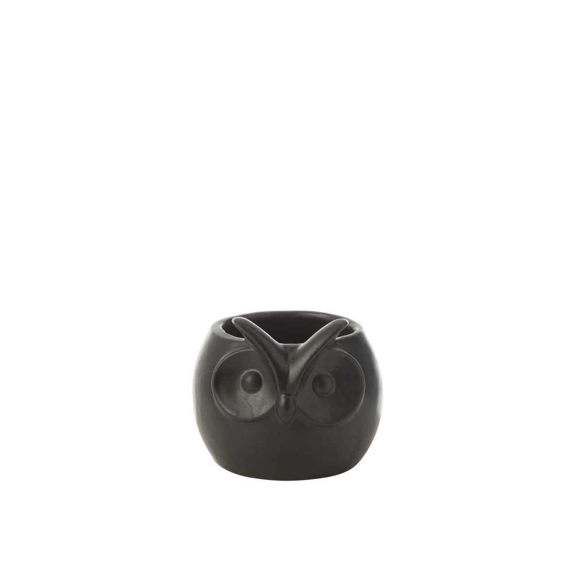 J-Line - Pot de Fleurs Chouette Porcelaine Noire Petit