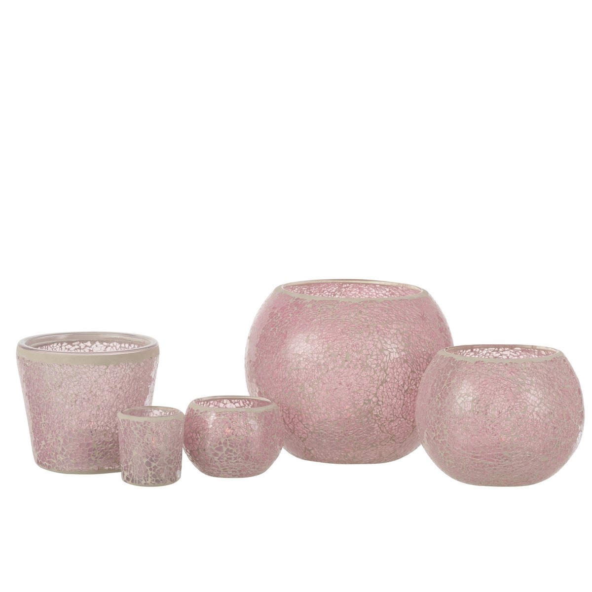 J-Line - Teelichthalter Mosaik konisch - Glas - Rosa