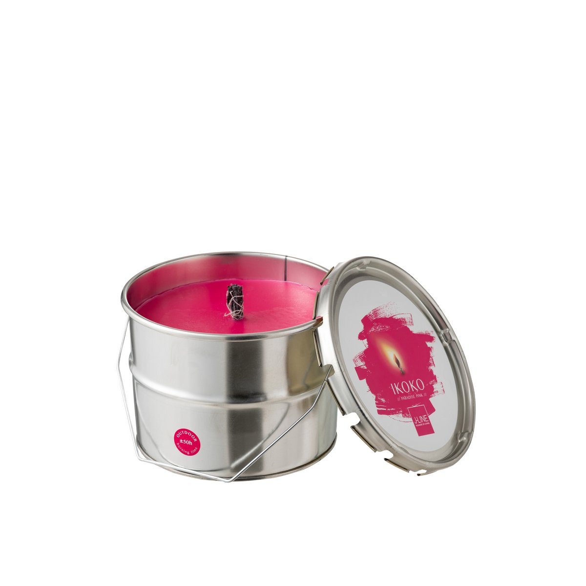 J-Line - Pot de Peinture Bougie Extérieure Ikoko Métal/Cire Fuchsia Petit 50U