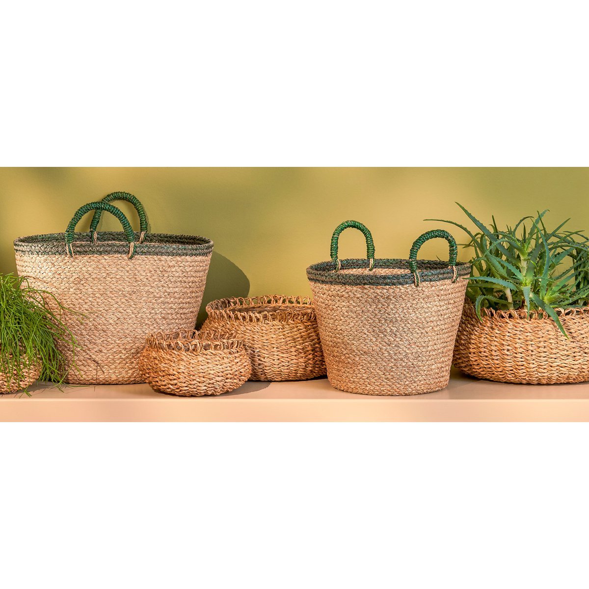 Mica Décorations - Panier à Plantes Gourdon - Lot de 4 - H17 x Ø31 cm - Marron