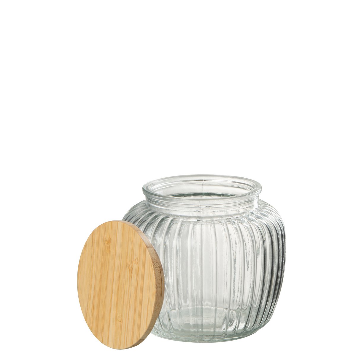 J-Line - Pot En Verre Louis Verre/Bambou Transparent/Naturel Petit