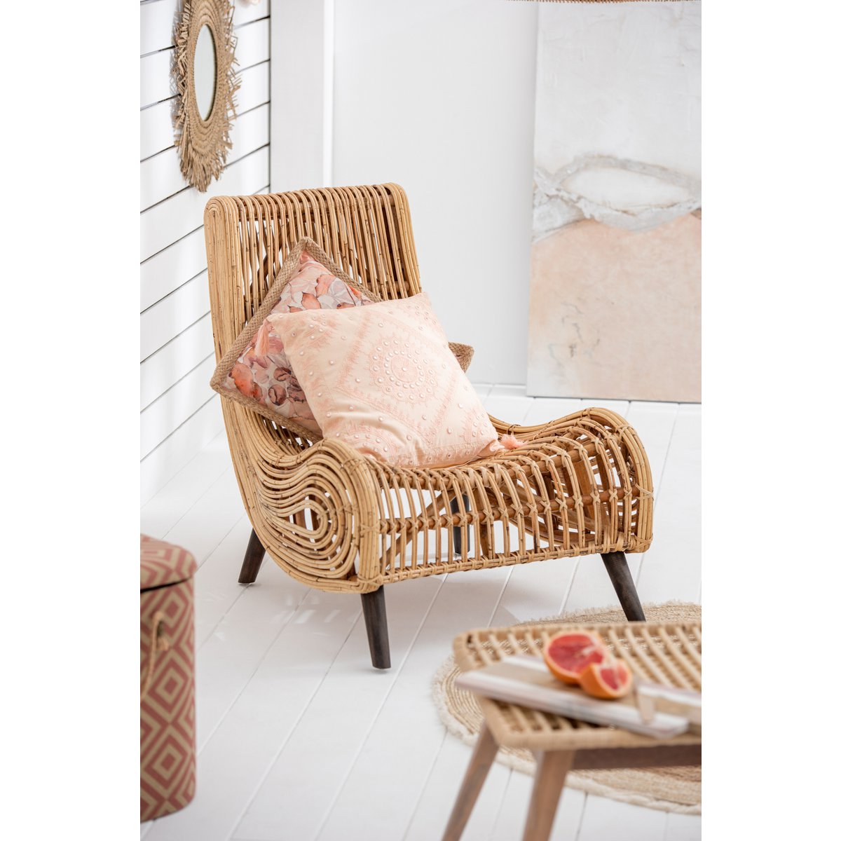 J-Line - Brosse Coussin Ibiza - Coton - Pamplemousse