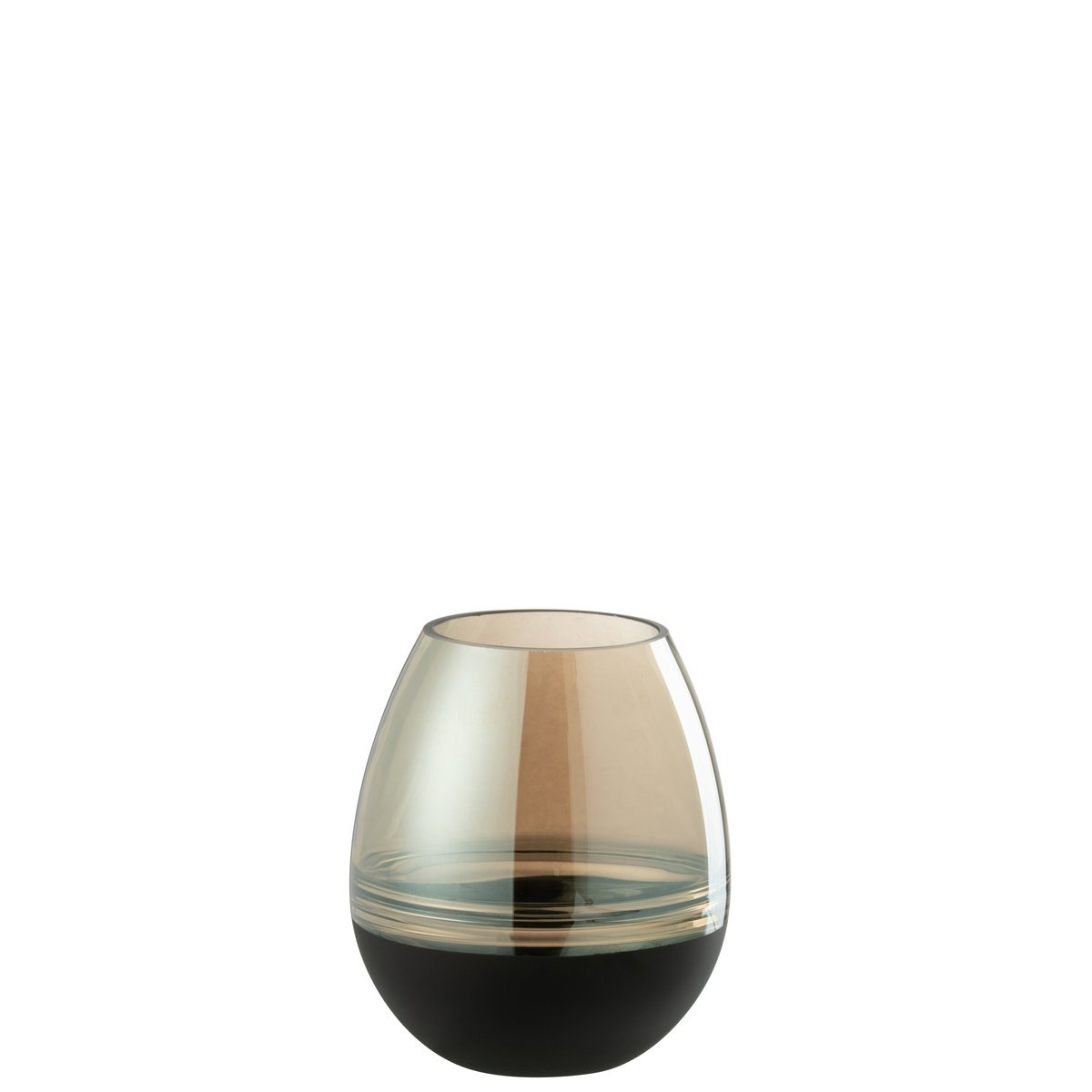 J-Line - Teelichthalter/Vase Lines Glas Schwarz/Gold Klein