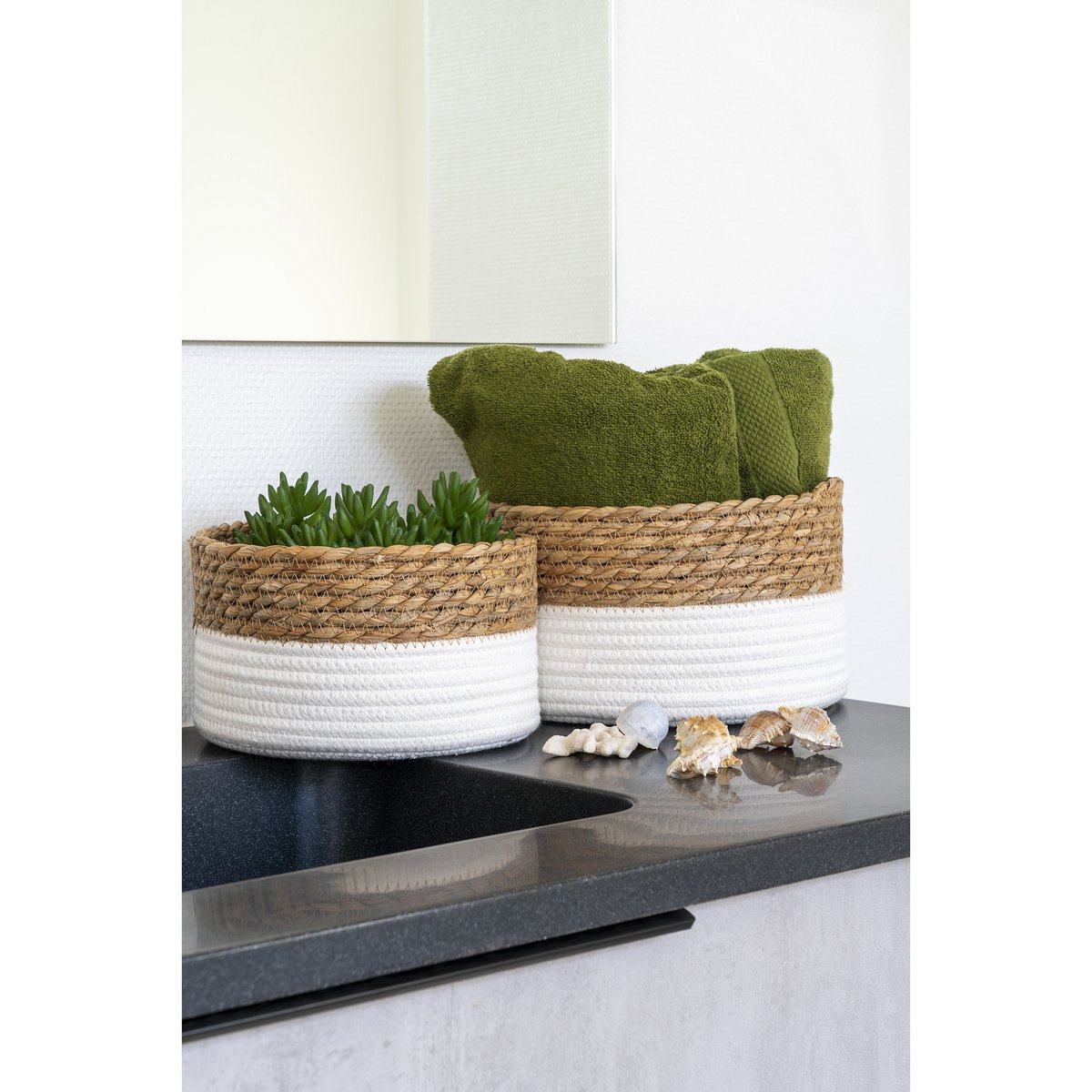 House Nordic - Paniers Tanta - Blanc/naturel, lot de 2