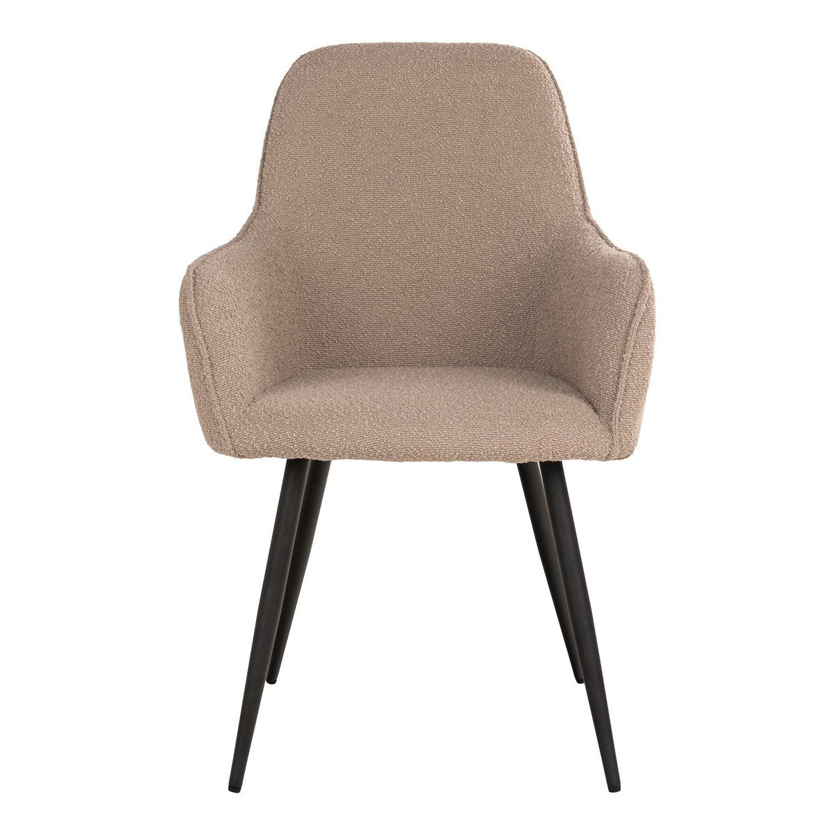 House Nordic – Harbo Dining Chair – Esszimmerstuhl in Bouclé, beige mit schwarzen Beinen, HN1233 – 2er-Set