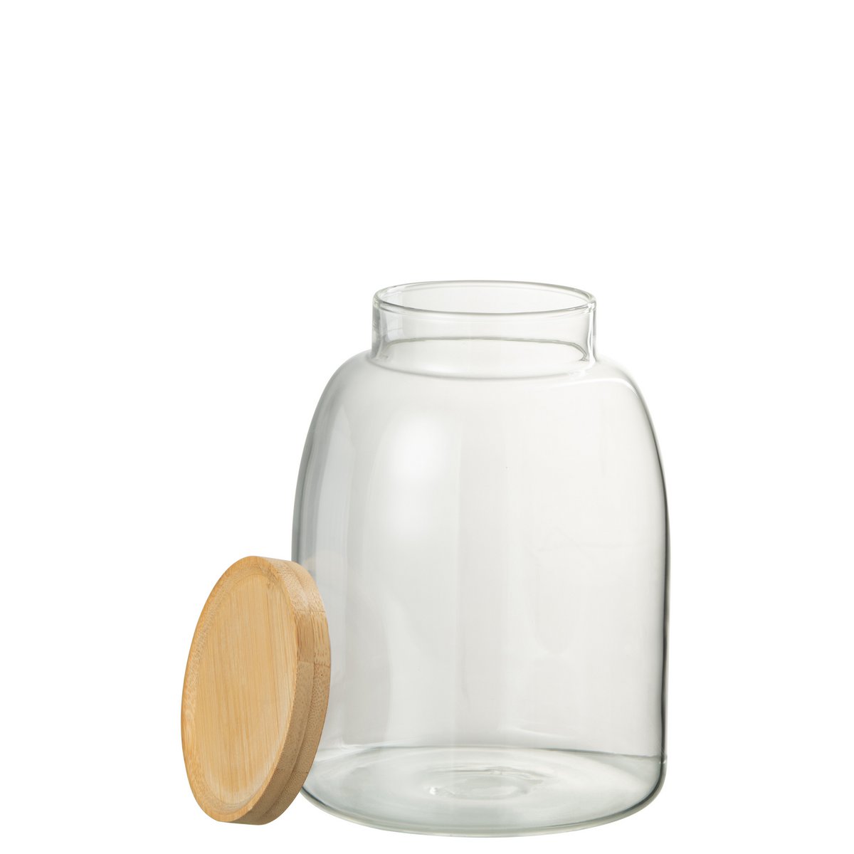 J-Line - Pot En Verre Tom Glass/Bambou Transparent/Naturel Medium