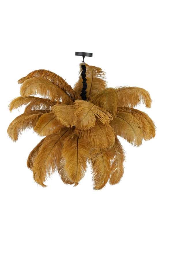 Light &amp; Living - Lampe suspendue 'Feather' (Noir &amp; Caramel)