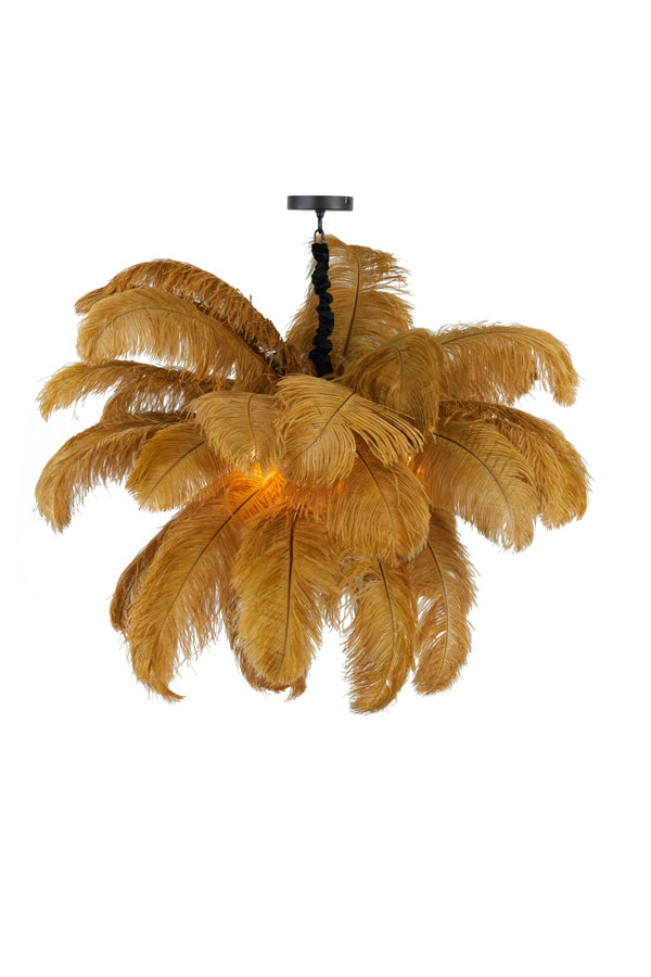 Light &amp; Living - Lampe suspendue 'Feather' (Noir &amp; Caramel)