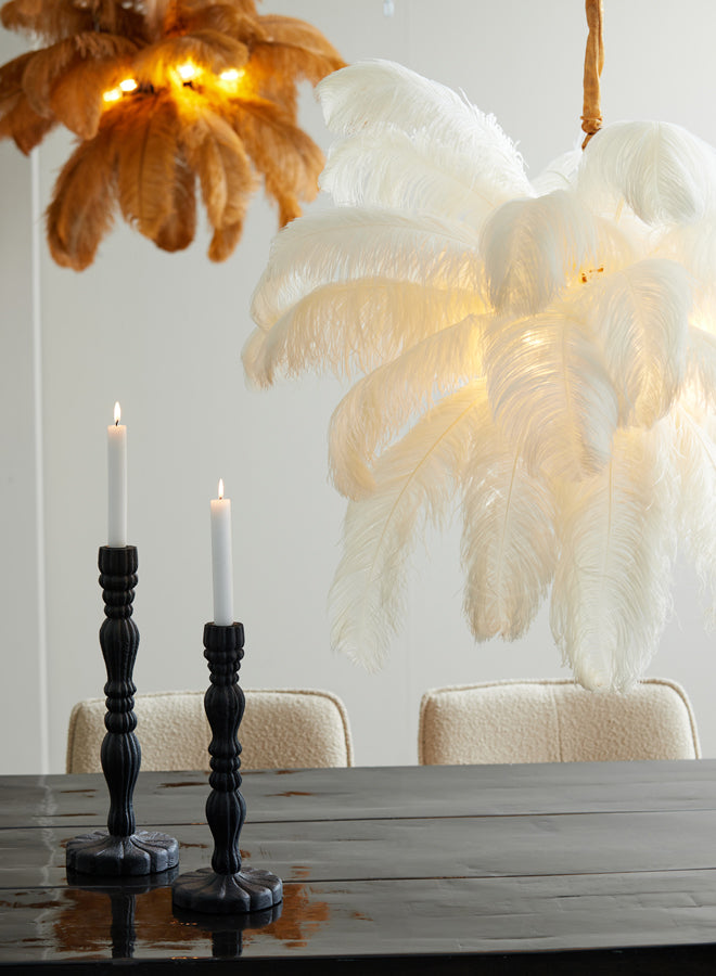 Light &amp; Living - Lampe suspendue 'Feather' (Noir &amp; Caramel)