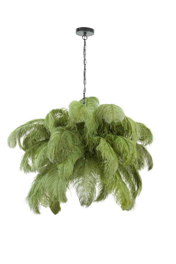 Light &amp; Living - Lampe suspendue 'Feather' (Noir &amp; Vert Olive)