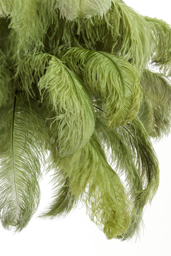 Light &amp; Living - Lampe suspendue 'Feather' (Noir &amp; Vert Olive)